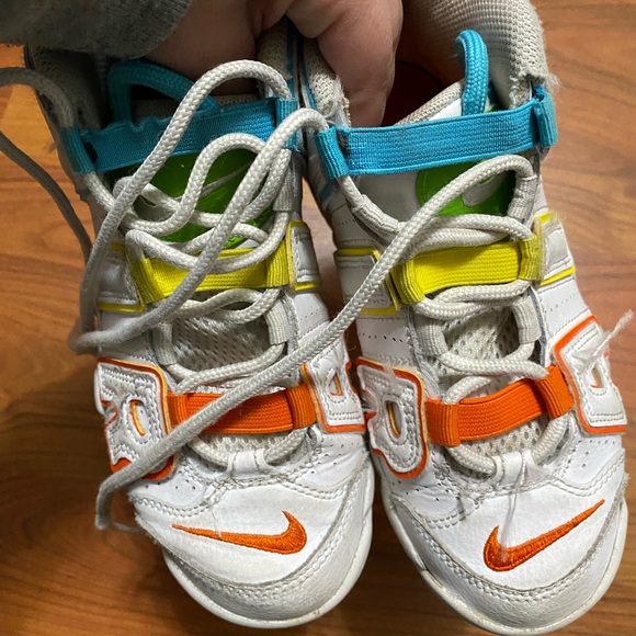 NIKE AIR More Tempo white multi color spell out sneakers lace up colorful retro - Picture 8 of 11